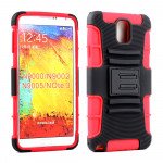 Wholesale Samsung Galaxy Note 3 Armor Shell Case Stand and Holster (Black Red)